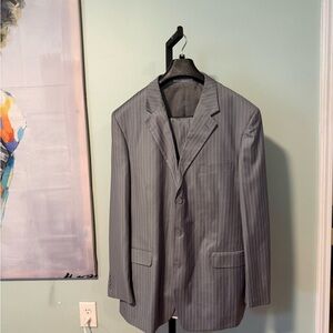 PRE-OWNED FLORENZI Men's Gray 3-BUTTON Pinstripe Blazer/Pants